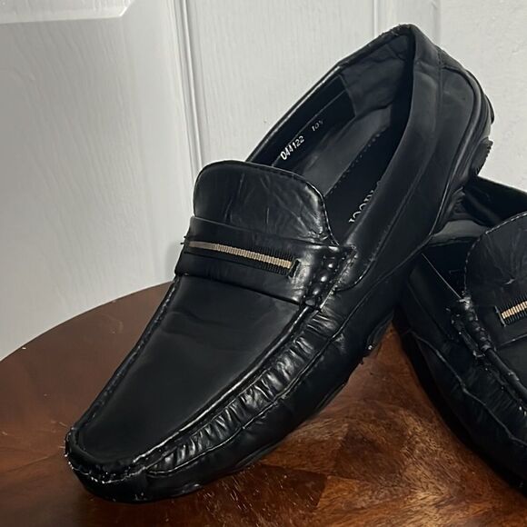 🔥 LUCIO RICCI Loafers Men's Size 10.5 Black  Slip-On Driving Loafers Shoes GUC - Picture 2 of 12